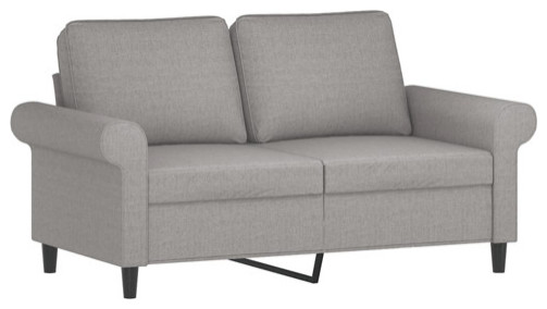 vidaXL Sofa Upholstered Love Seat with Pillows and Cushions Dark Gray Fabric   Midcentury   Loveseats   by vidaXL LLC  Houzz