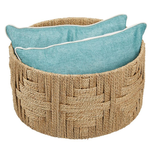 Mdesign Large Woven Seagrass Braided Home Storage Basket Bin Natural