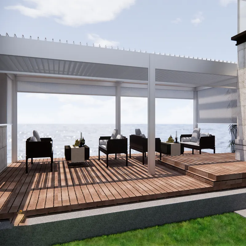 Custom Made Rain Proof automatic Outdoor Factory Supplying Modern New Design Aluminium Gazebos Pergola