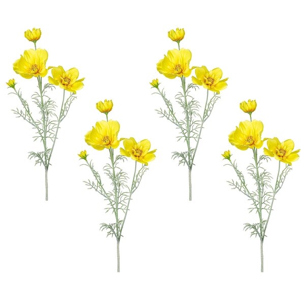 Yellow Silk Decorative Artificial Cosmos Faux Flowers