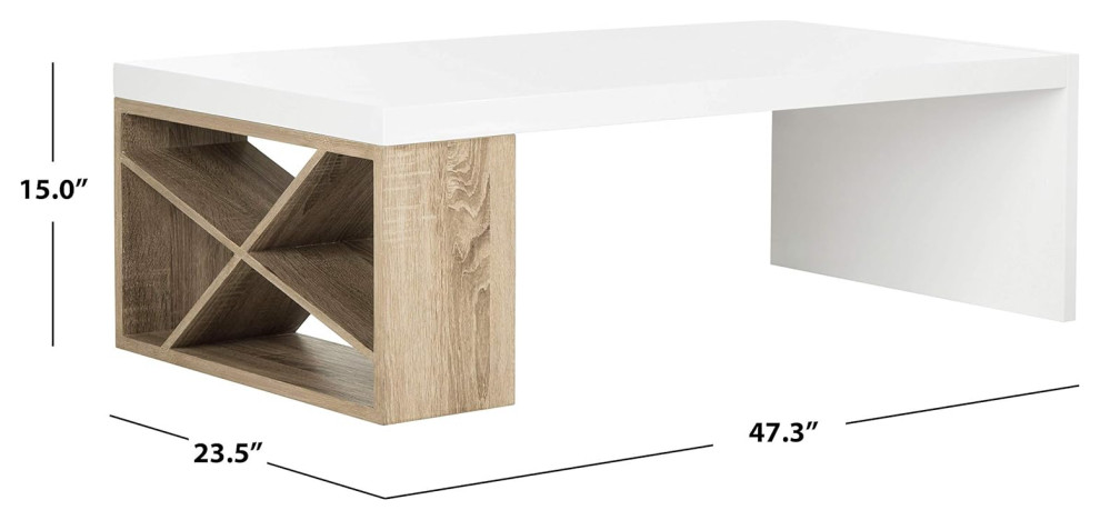 Contemporary Coffee Table  Crossed Side  ampSpacious Top  White Lacquer/Light Oak   Farmhouse   Coffee Tables   by Decor Love  Houzz