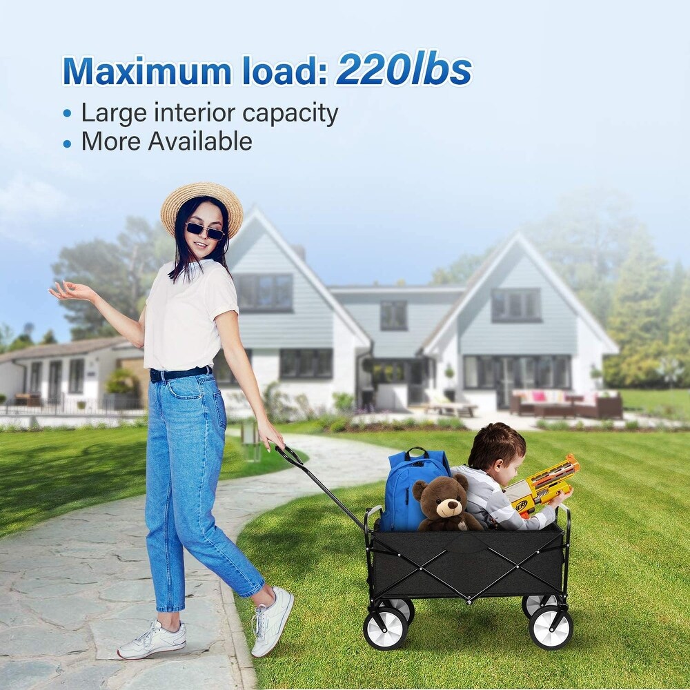 Heavy Duty Folding Portable Hand Cart with Removable Canopy  8 in. Wheels  Adjustable Handles and Double Fabric for Camping