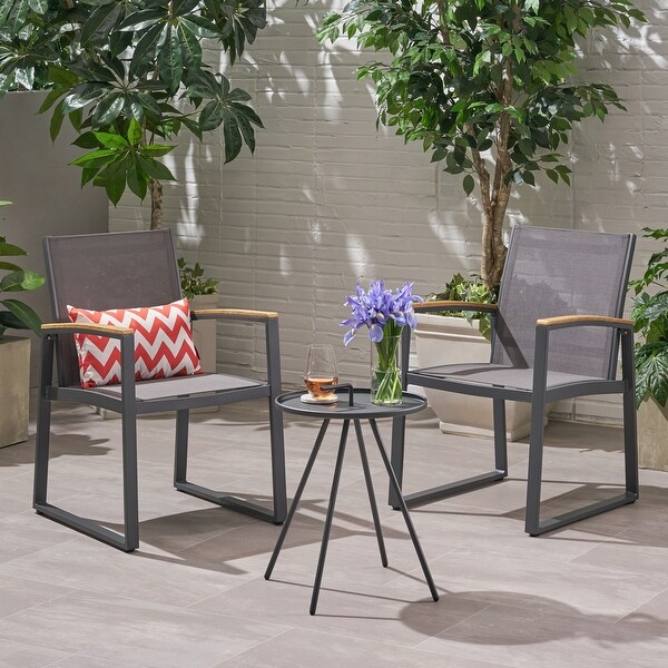 Glasgow Outdoor 2 Seater Aluminum and Mesh Chat Set by Christopher Knight Home