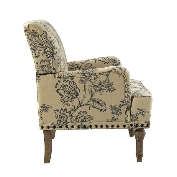 Geltrude Traditonal Floral Fabric Design Upholstered Accent Armchair with Turned Legs by HULALA HOME