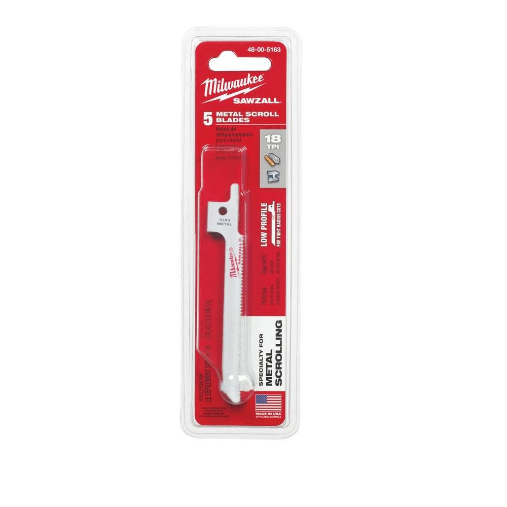 Milwaukee 3-5/8 in. 18 TPI SUPER SAWZALL Blades 5PK 48-00-5163 from Milwaukee