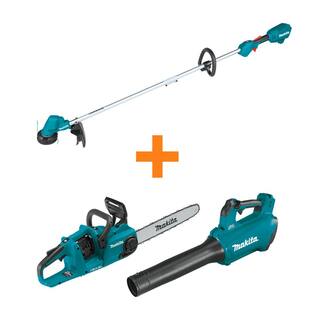 Makita LXT 13 in. 18V Cordless Li-Ion String Trimmer Tool-Only wbonus 18V Leaf Blower and 18V X2 (36V) Chain Saw (Tools-Only) XRU23ZXB03ZXC4Z