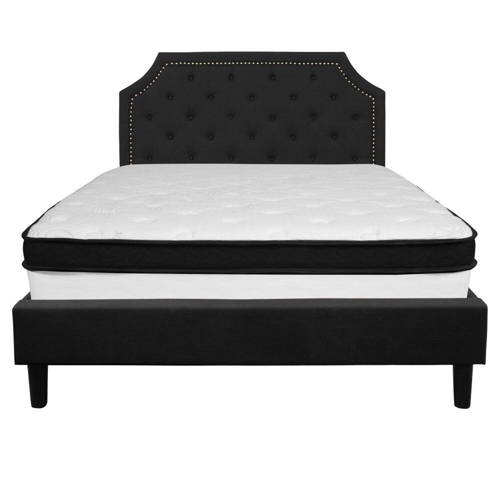 Arched Tufted Platform Bed and Memory Foam Pocket Spring Mattress