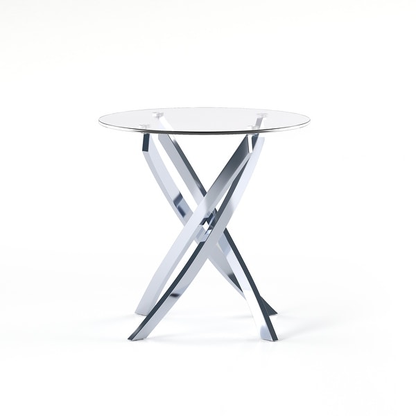 Furniture of America Dess Modern Chrome X-cross Round Side Table