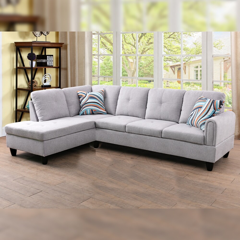 Star Home Living Flannelette light grey 2 pieces sofa set left facing