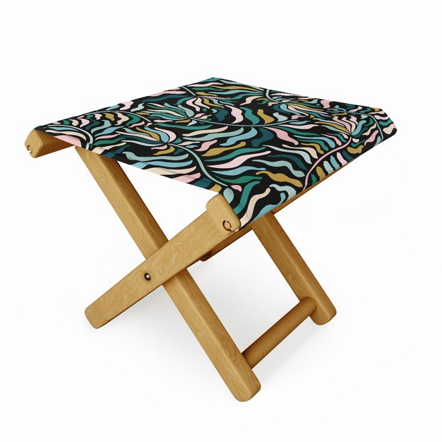 Evamatise Springtime Florals On Dark Folding Stool Deny Designs