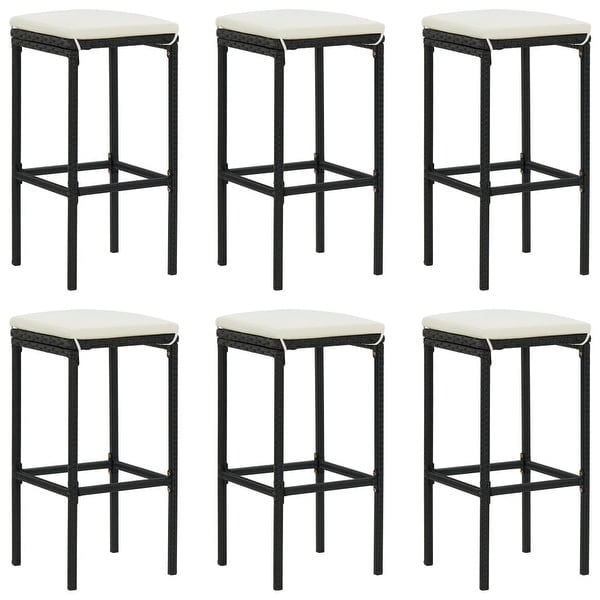 vidaXL 7 Piece Patio Bar Set with Cushions Black