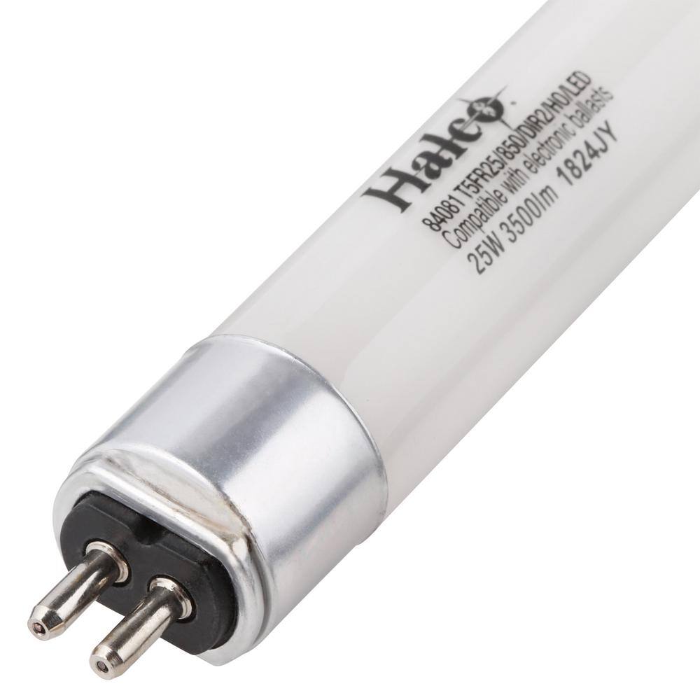 HALCO LIGHTING TECHNOLOGIES 54-Watt Equivalent 25-Watt 4 ft. T5 Linear LED Non-Dimmable Plug  Play Light Bulb Type A Daylight 5000K (25-Pack) 84081 T5FR25850DIR2HOLED 84081