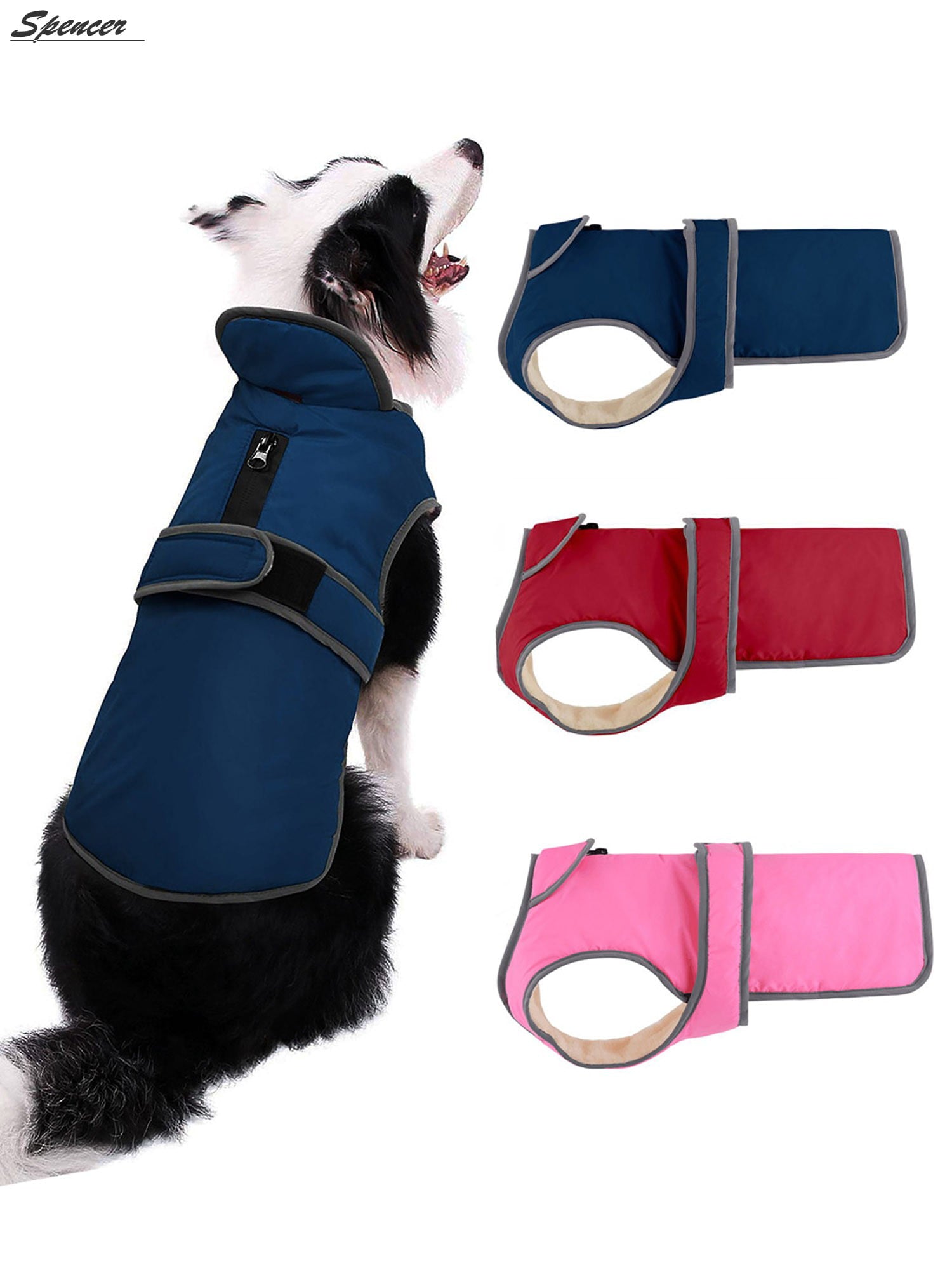 Spencer Reflective Waterproof Dog Coat Cold Weather Warm Dog Jacket Pets Apparel for Small Medium Large Dogs 