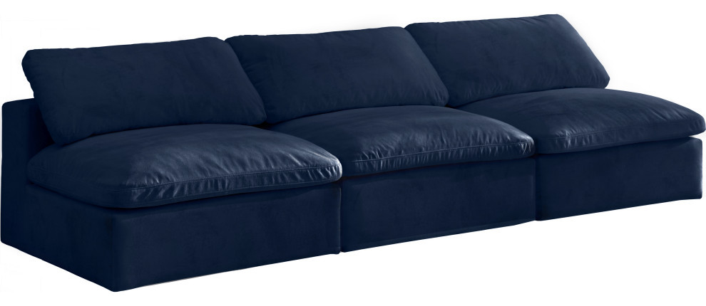 Cozy Velvet Upholstered Comfort Modular Sofa   Contemporary   Sofas   by Meridian Furniture  Houzz