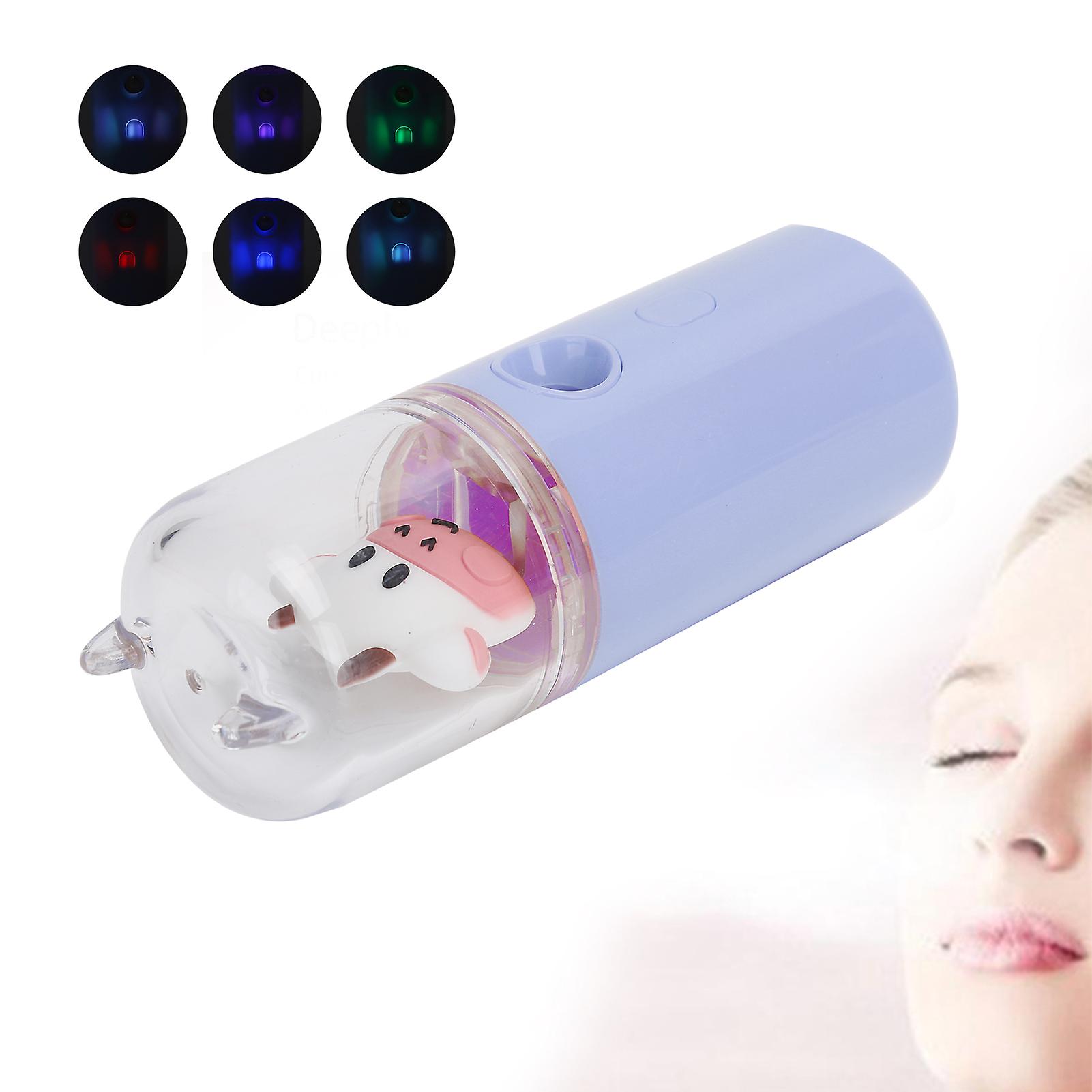 Portable Nano Facial Mister Moisturizing Handy Cool Mist Sprayer With Color Light Functionpurple