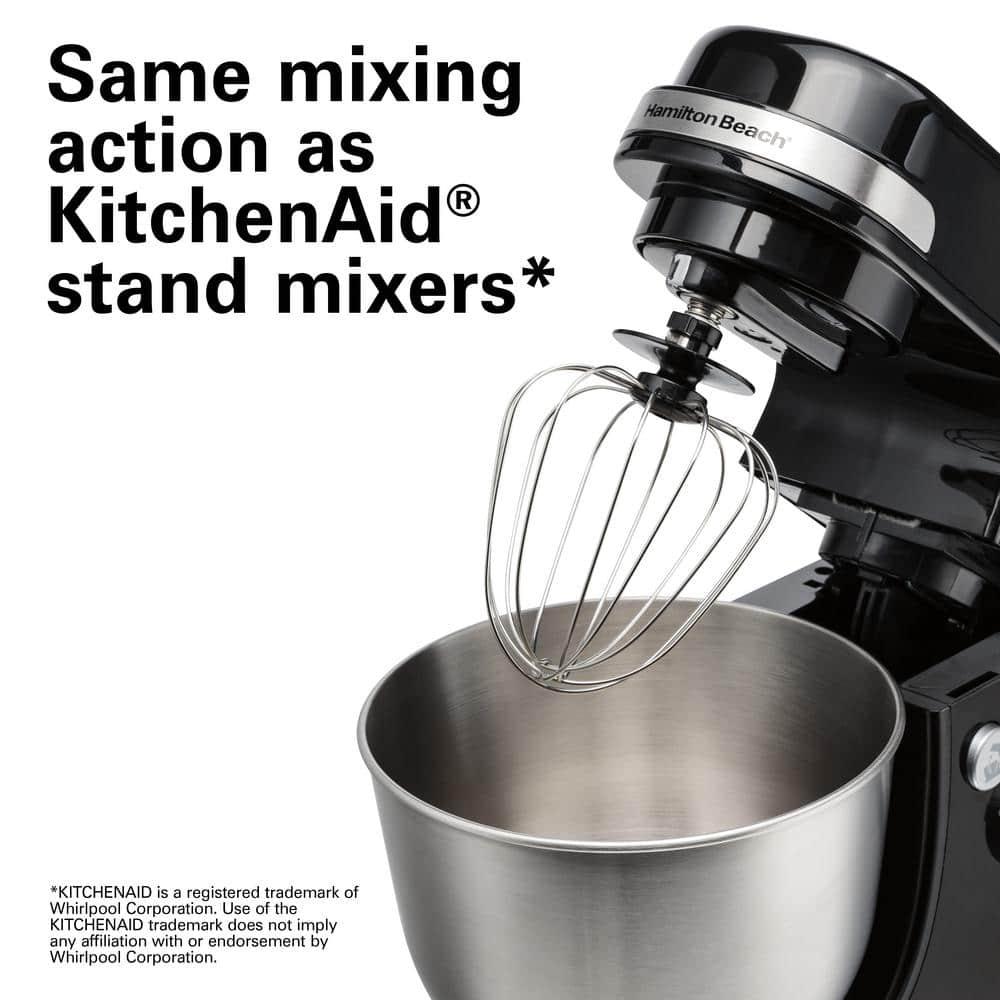 Hamilton Beach 4 qt 7speed Black Stand Mixer with Dough Hook Whisk and Flat Beater Attachments