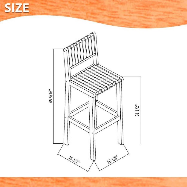 Ibiza 3pc Patio Eucalyptus Wood Bar Dining Set International Home Miami