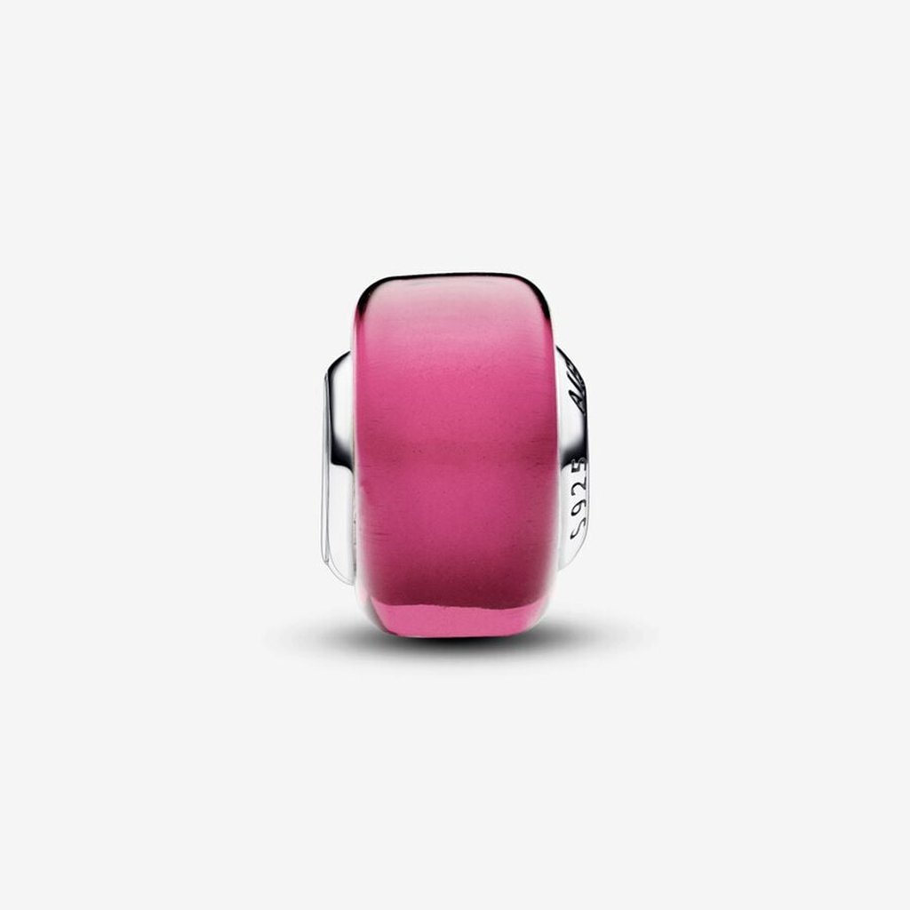 PANDORA  Pink Mini Murano Glass Charm in Sterling Silver