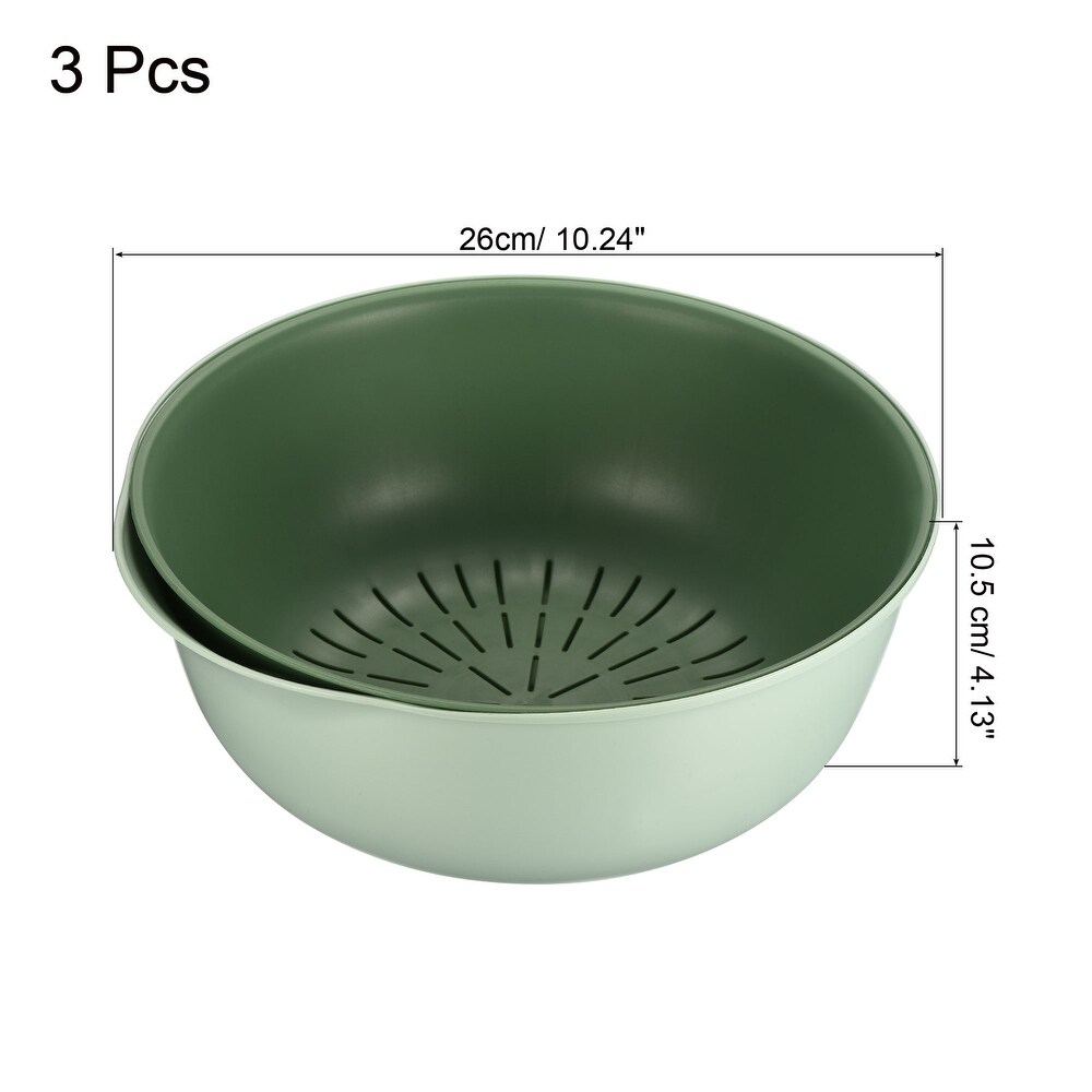 Kitchen Strainer Colander Bowl 3PCS Plastic Washing Bowl Food Strainer   26 x 10.5CM