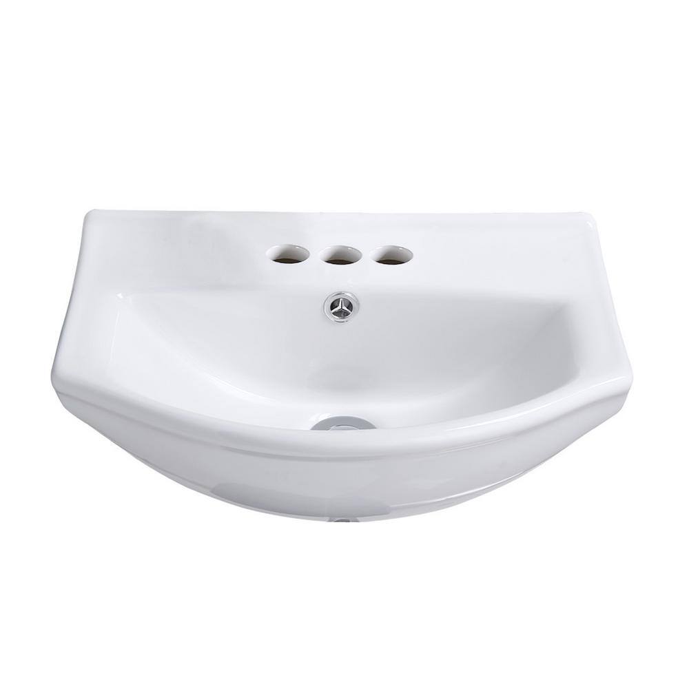 RENOVATORS SUPPLY MANUFACTURING Tahoe 17-34 in. Wall Mounted Bathroom Sink in White with 4 in. Faucet Hole and Overflow Space Saving Design 31855