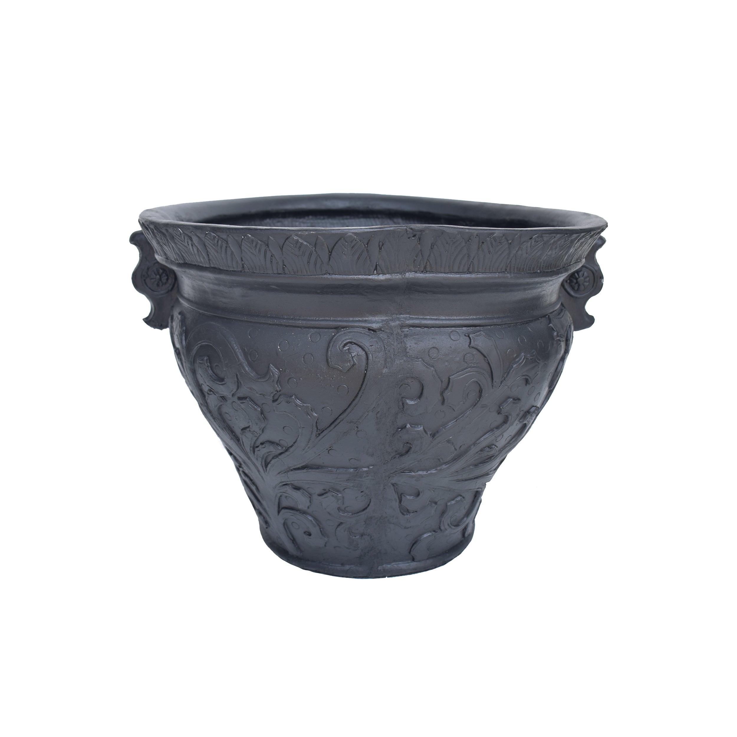 Doreen Garden Urn Planter Pot, Round, Roman, Botanical, Lightweight Concrete