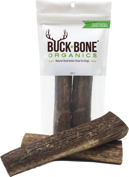 Buck Bone Organics Whole Elk Antler Dog Treats， 2 count， Large