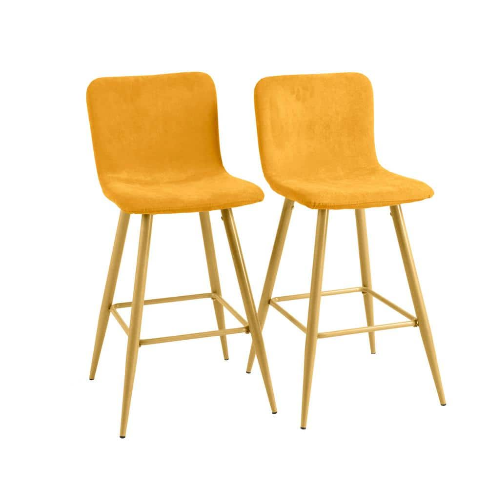 Homy Casa Scargill 30 in. Yellow Upholstered Metal Frame Bar Stool with Fabric Seat (Set of 2) SCARGILL BAR YELLOW