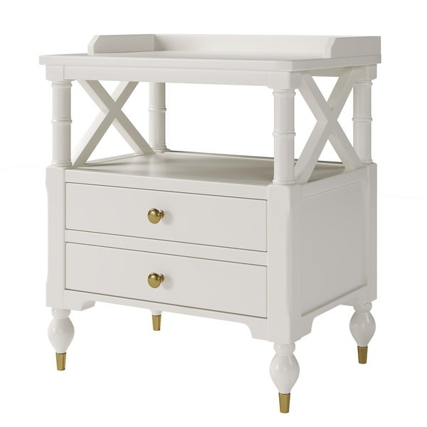 Modern White 2 Drawer Nightstand