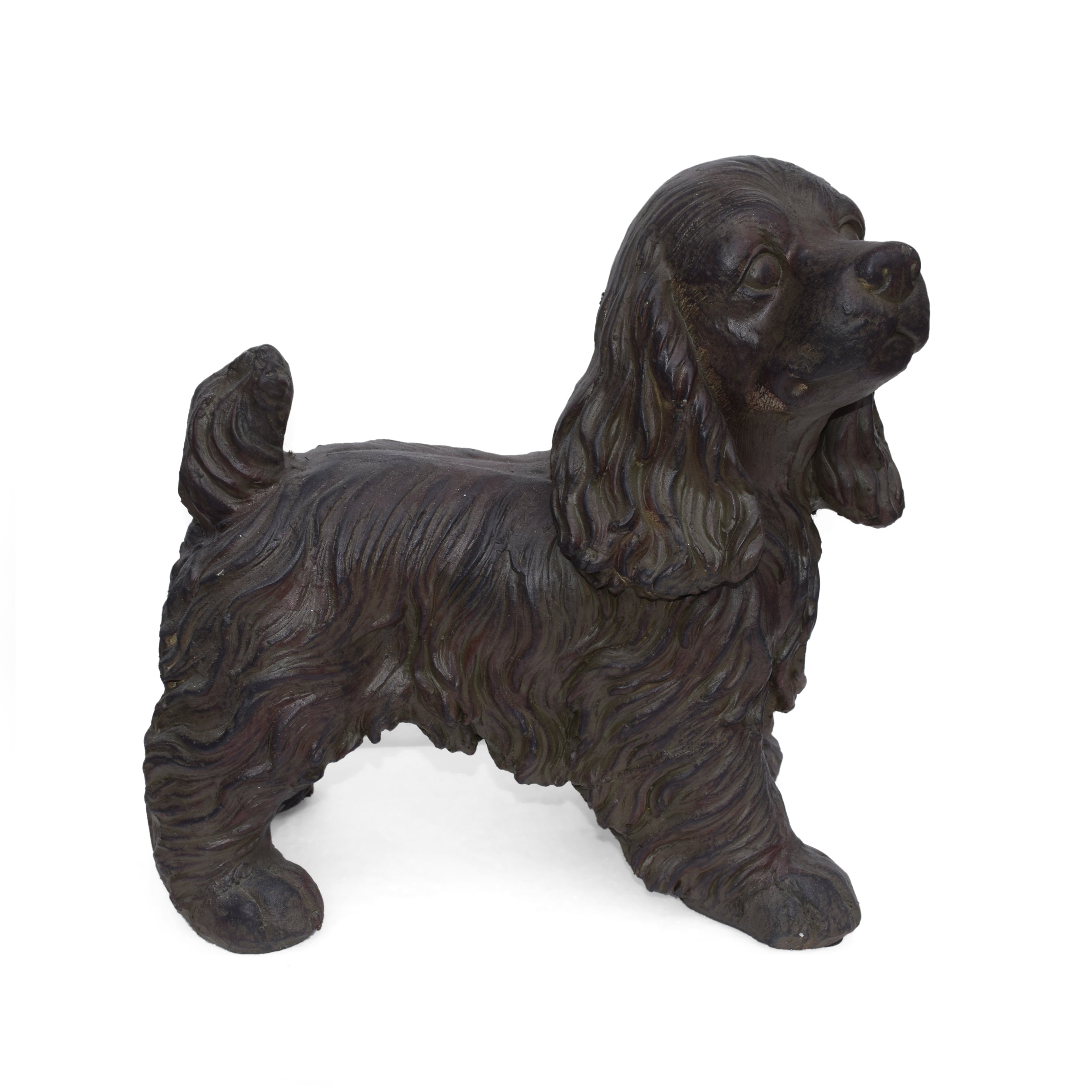 Messiah Outdoor Cocker Spaniel Dog Garden Statue, Brown Finish