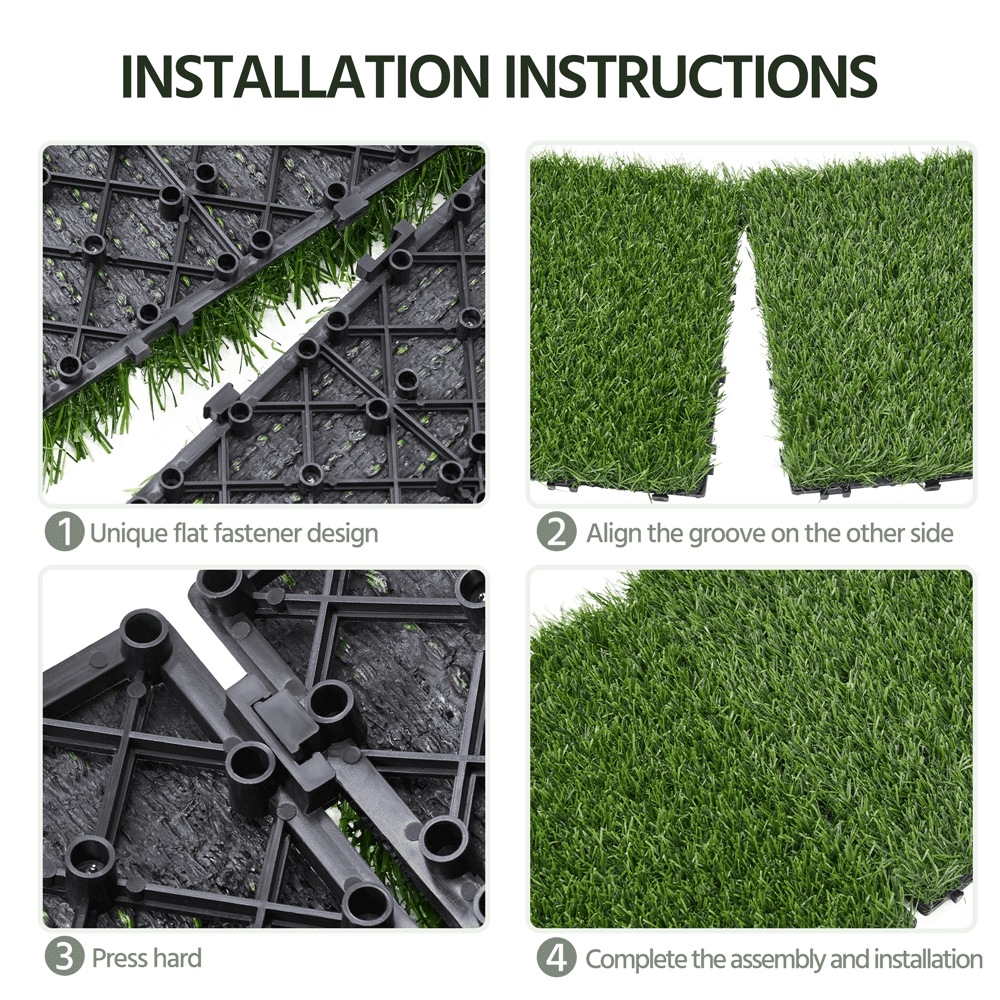 Topeakmart 27pcs Artificial Grass Interlocking Turf Tile Indoor/Outdoor, 12