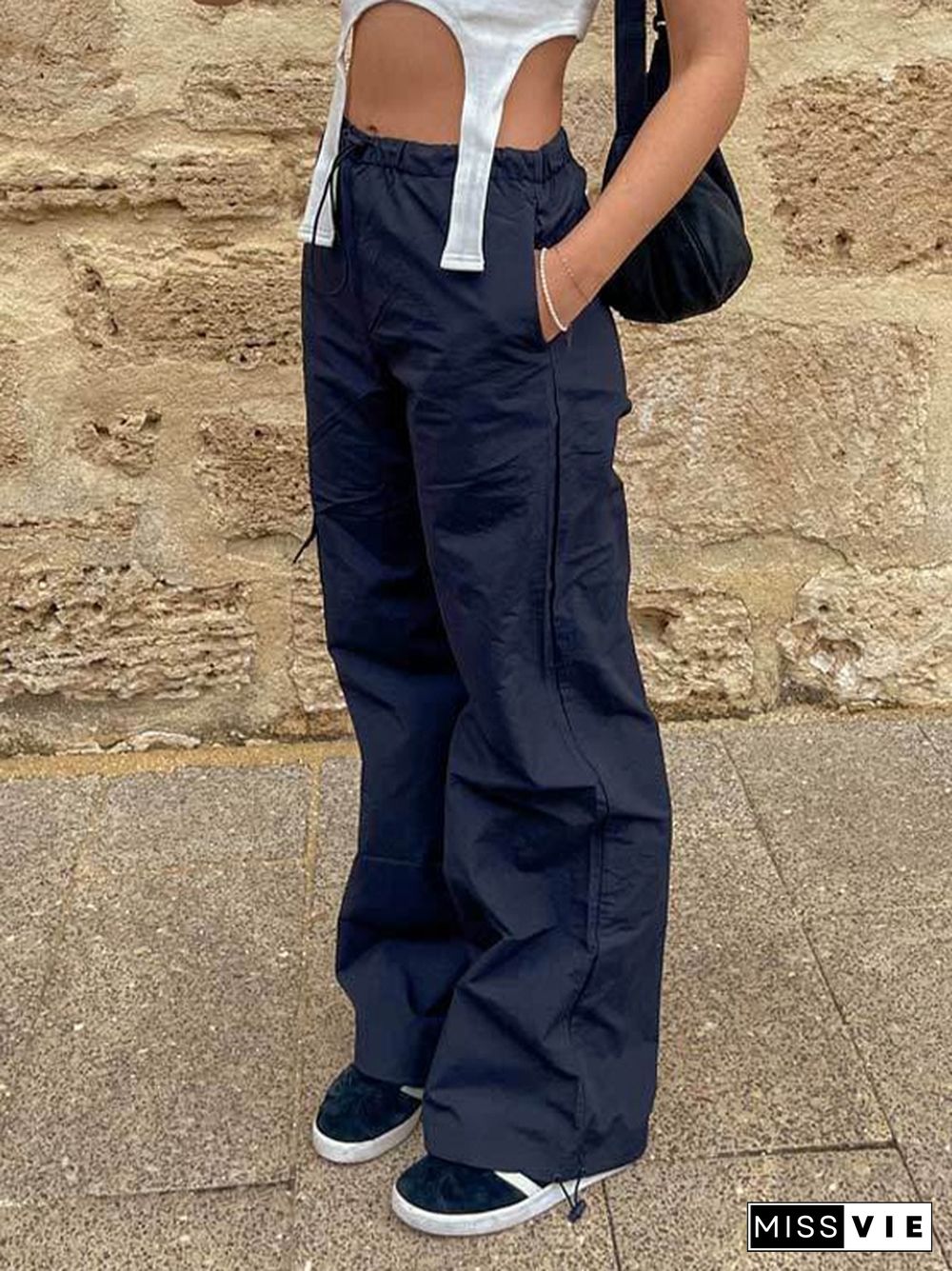 Stretchy Waist Bound Feet  Cargo Pants