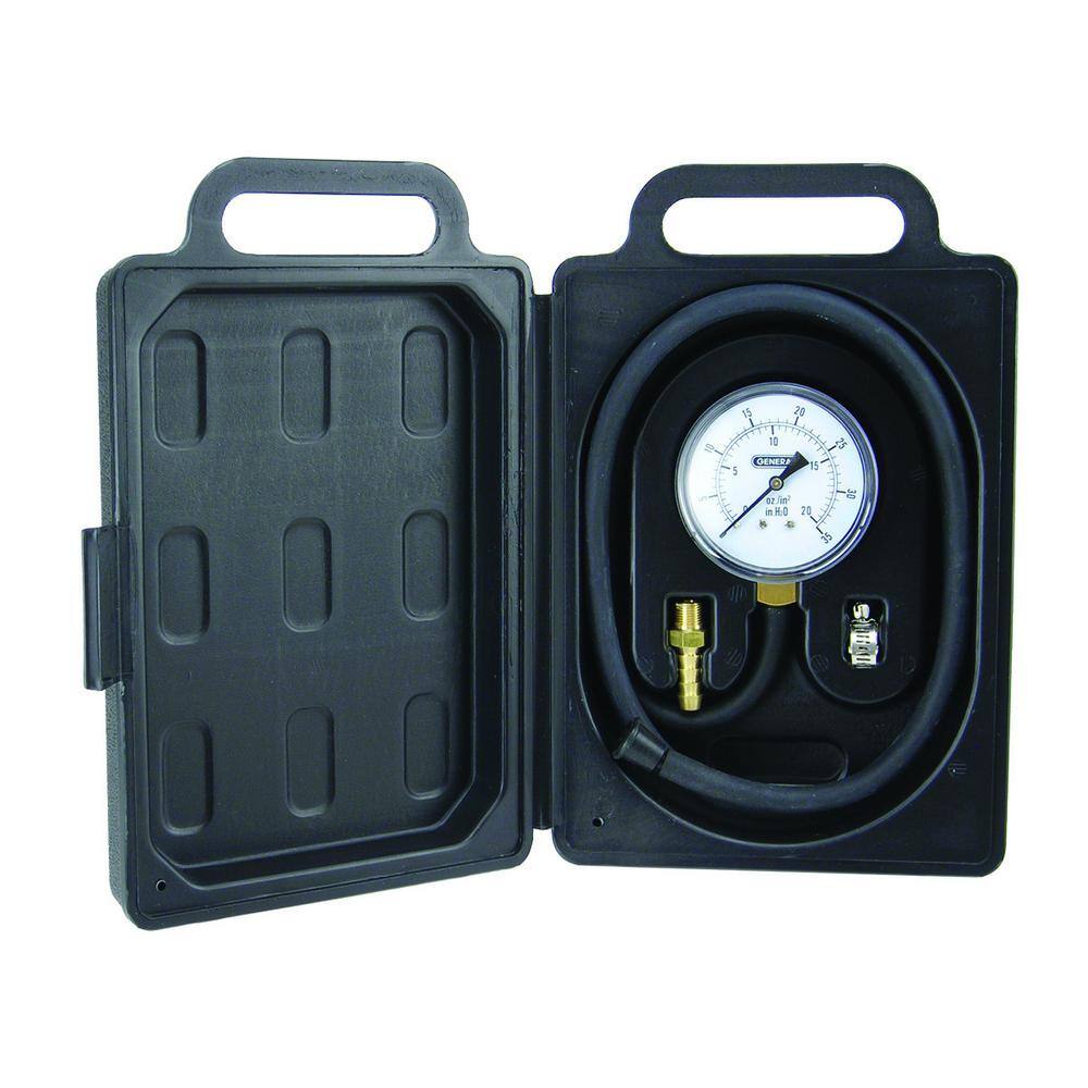 General Tools Gas Pressure Gauge Test Kit with 39 in. Rubber Hose Quick Connect Fitting and Carry Case GPK035