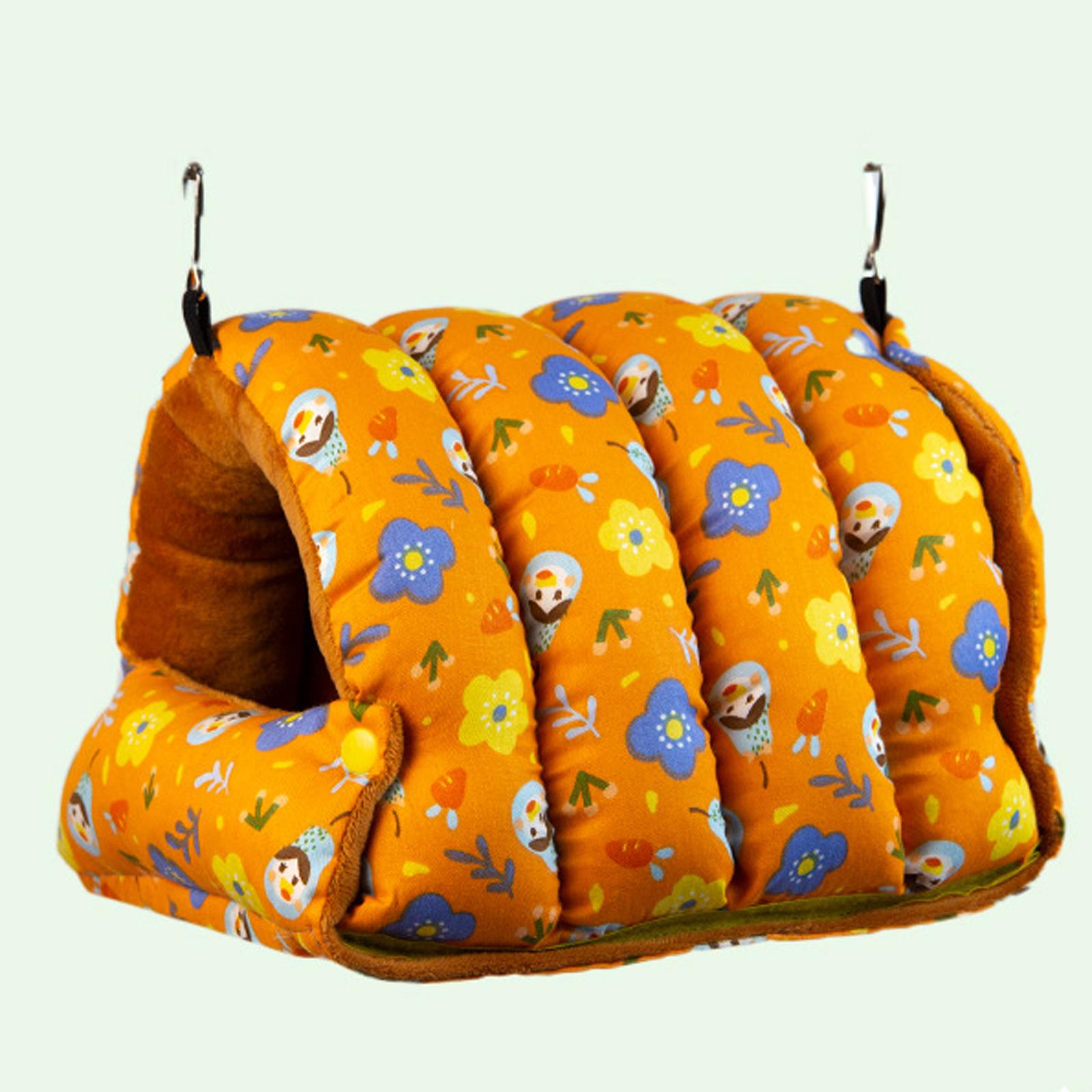 Warm Bird Nest， Hut Comfortable Swing Parrot Hideaway， Bed Birdcage Accessories Orange Large