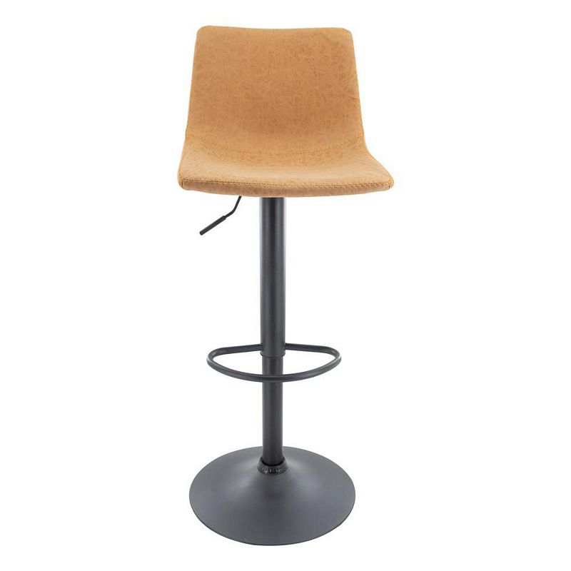 LeisureMod Tilbury Modern Adjustable Bar Stool With Footrest and 360-Degree Swivel