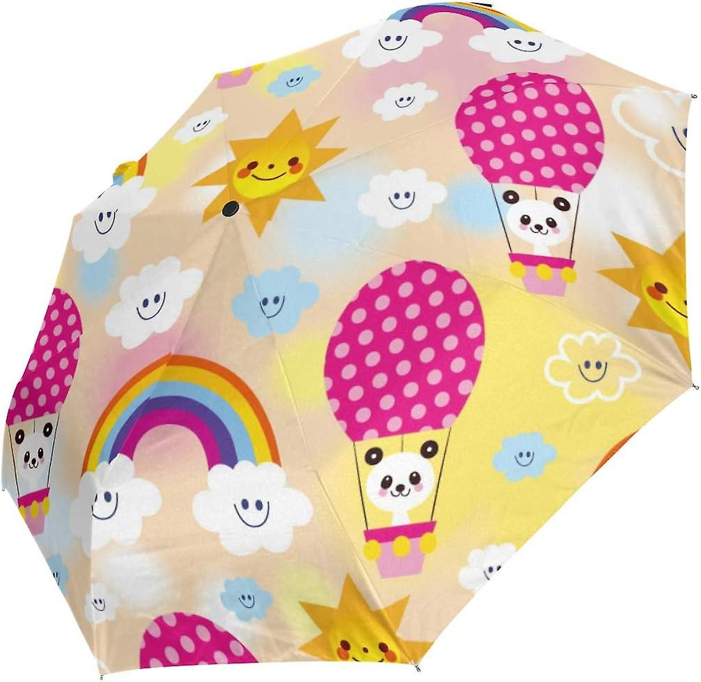 Travel Umbrella Automatic Windproof Foldable Umbrella Cute Baby Panda Bear