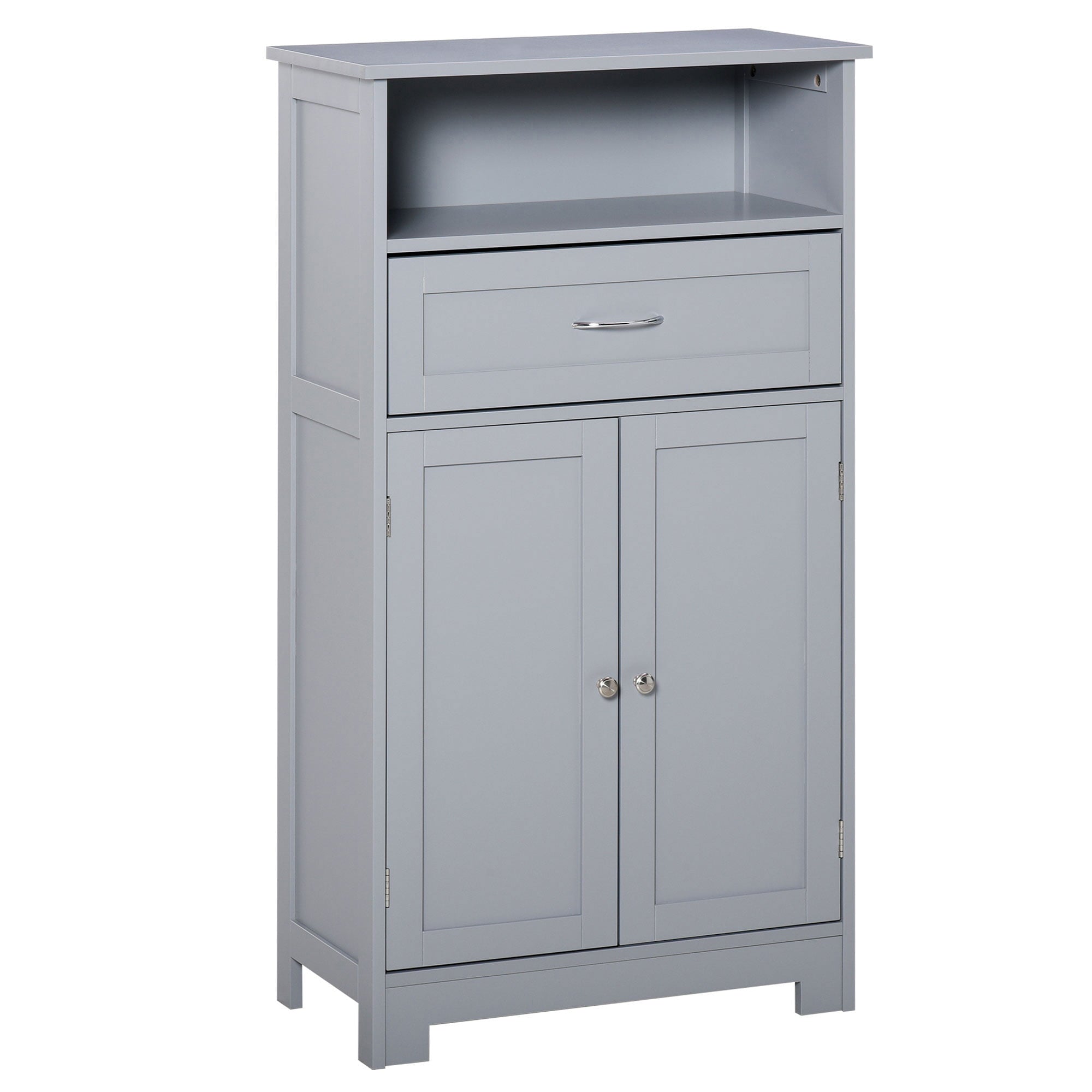 kleankin Wooden Storage Cabinet w/ Drawer Adjustable Shelf for Bathroom, Grey