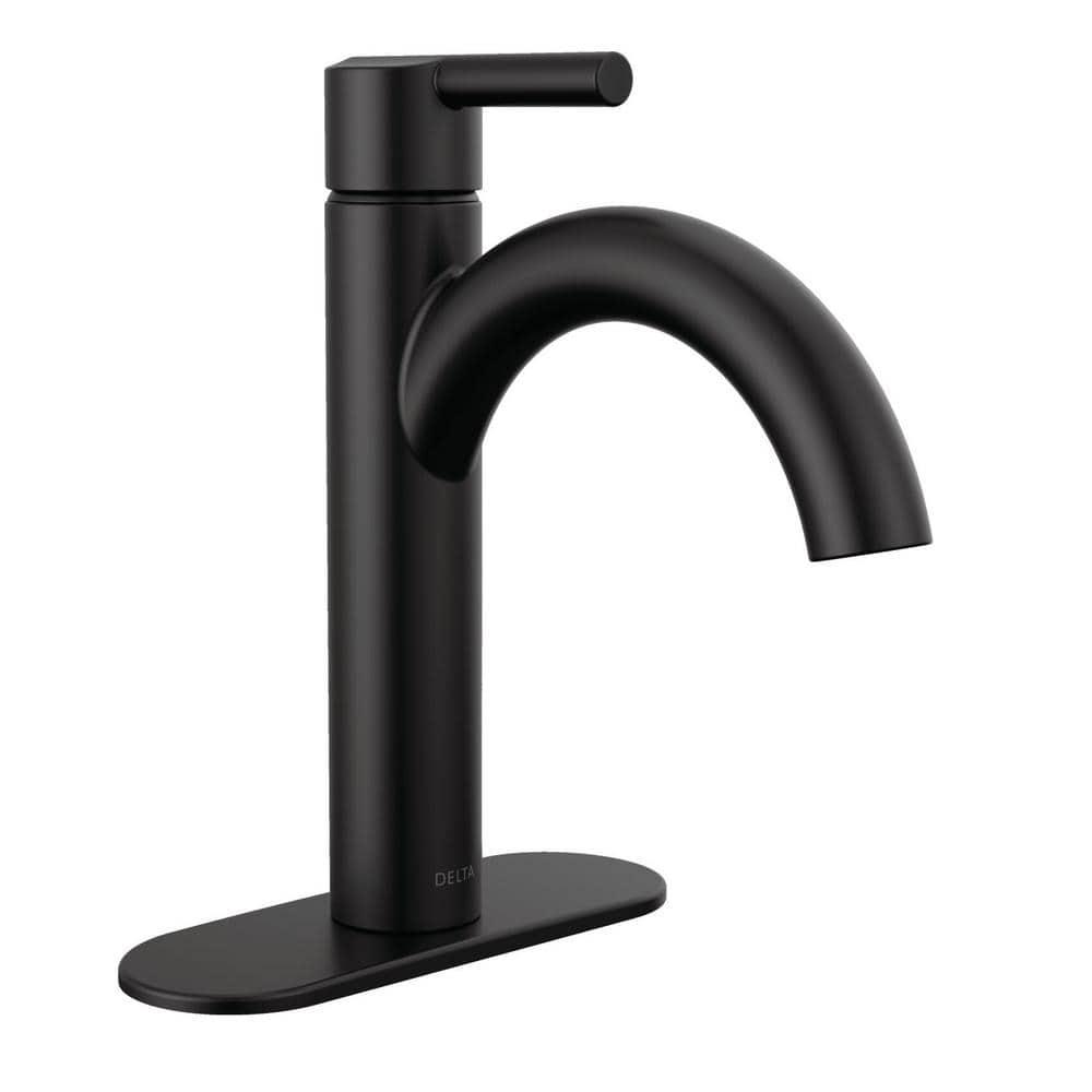 Delta Nicoli JSpout Single Hole SingleHandle Bathroom Faucet in Matte Black