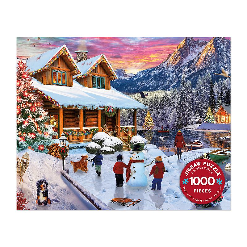 Lake Cabin at Christmas 1000 Piece Puzzle