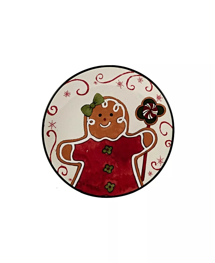 Certified International Holiday Magic Gingerbread 4 Set Canape Plate Set