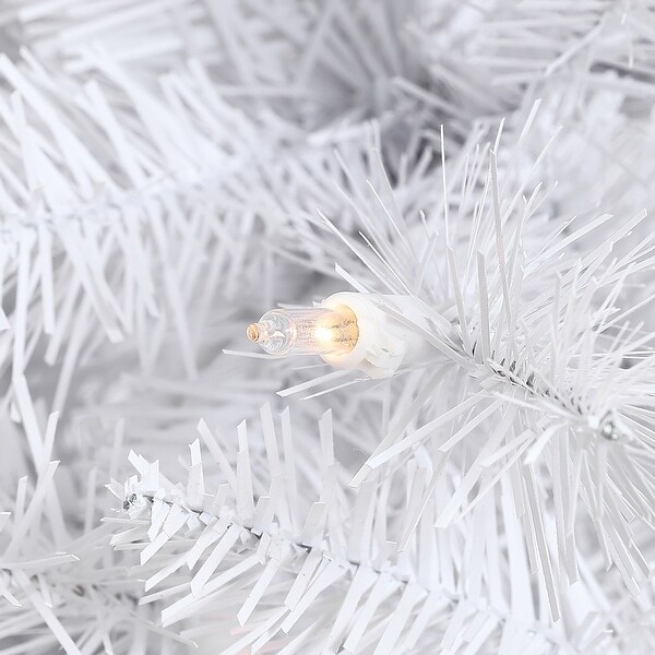 6.5Ft PreLit Artificial White Full Christmas Tree