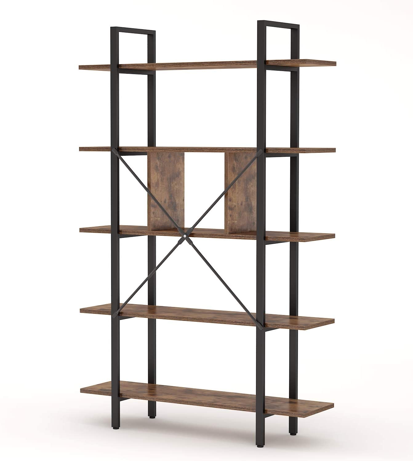 5-Tier Bookshelf,  Industrial Bookcase Display Storage Shelf