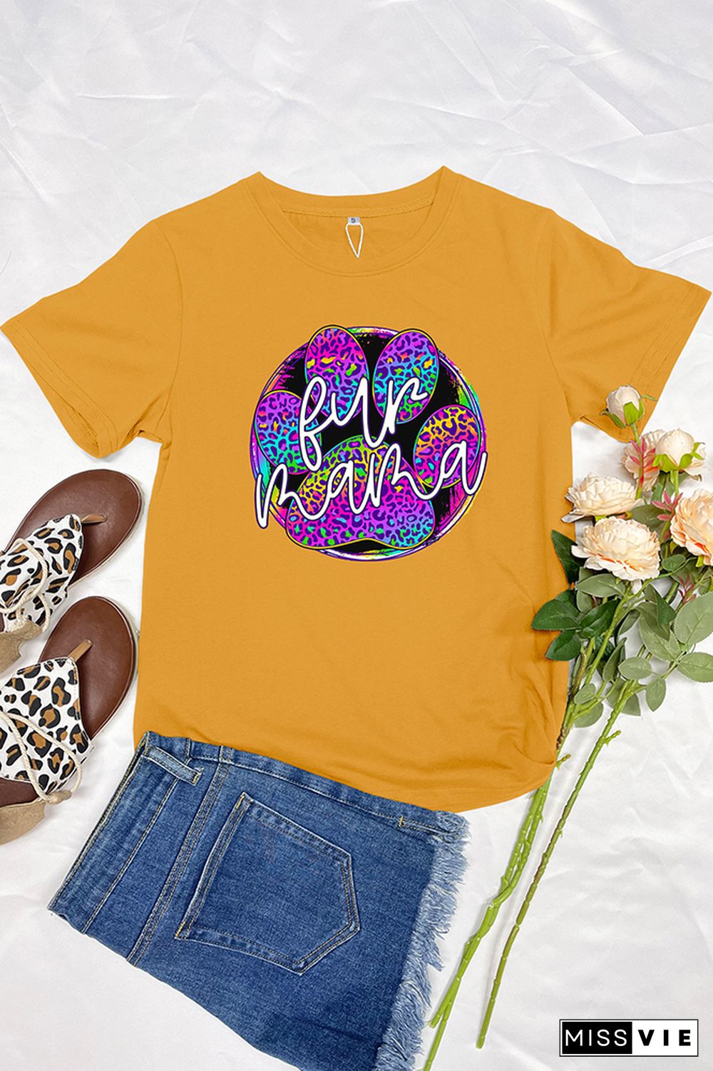 Fur Mama Print Summer Graphic Tee Wholesale