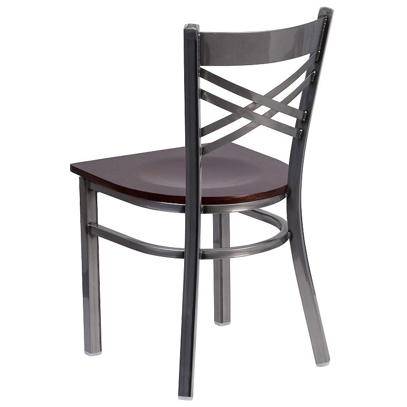 Emma and Oliver 2 Pack Clear Coated X Back Metal Restaurant Chair