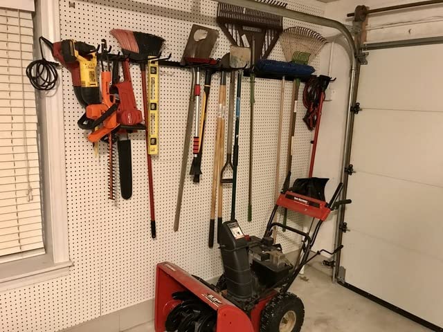 StoreYourBoard BLAT Tool Storage Rack， Garage Wall Mount， Garden， Yard， Shovels， Rakes， Brooms， Trimmers， Hoses， and More