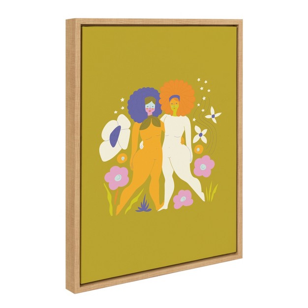 Kate And Laurel Sylvie Flower Goddess Framed Canvas By Elizabeth Olwen 18x24 Natural