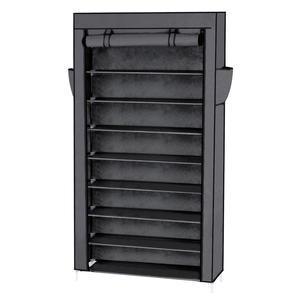 Ubesgoo Grey 10 Tiers 45 Pairs Shoe Rack Cabinet with Dustproof Cover Shoe Storage Closet Organizer