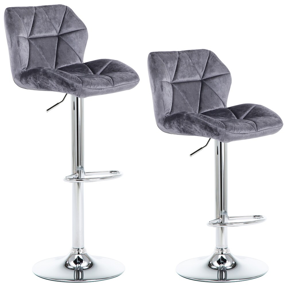 Upholstered Adjustable Barstools Counter Bar Pub Height Stools Set of 2