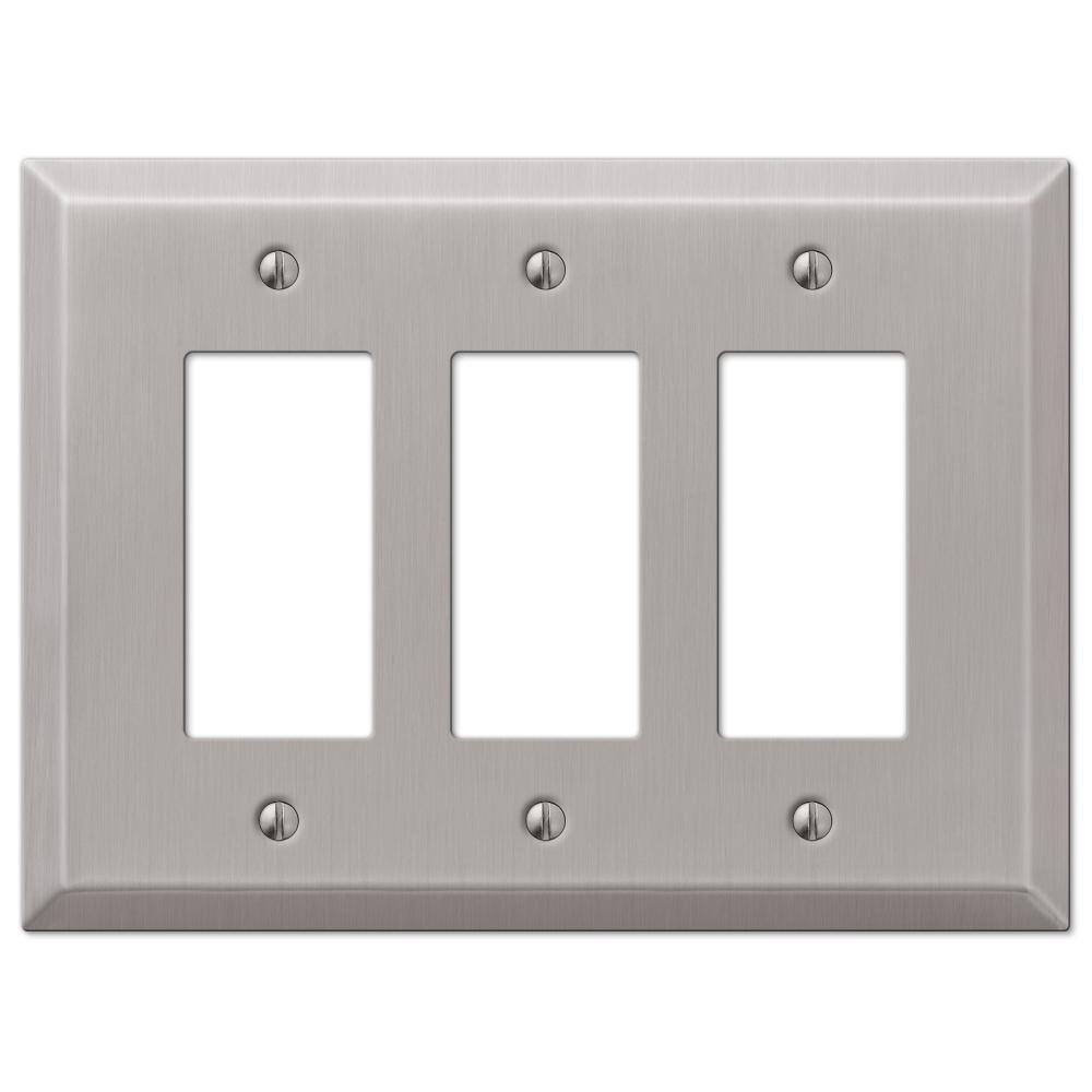 AMERELLE Oversized 3 Gang Rocker Steel Wall Plate - Brushed Nickel 463RRRBN