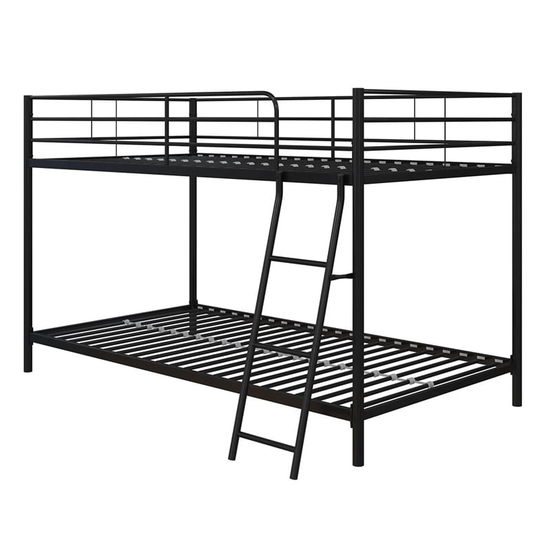 DHP Junior Twin Over Twin Low Bunk Bed for Kids in Black