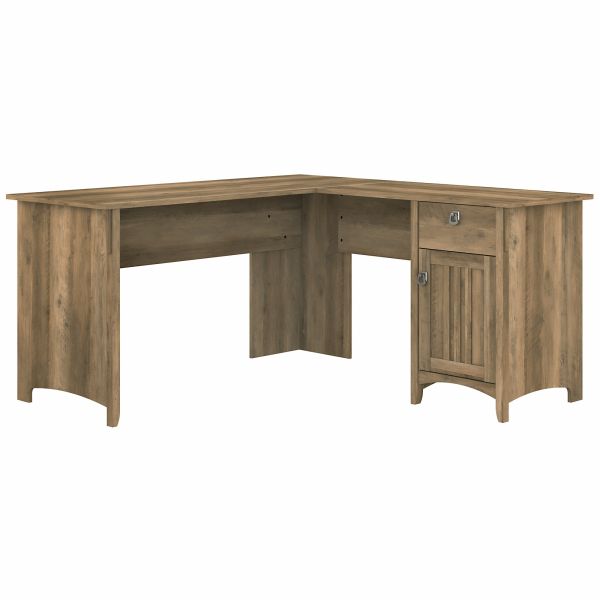 Bush Furniture Salinas 60W L Shaped Desk with Storage in Reclaimed Pine